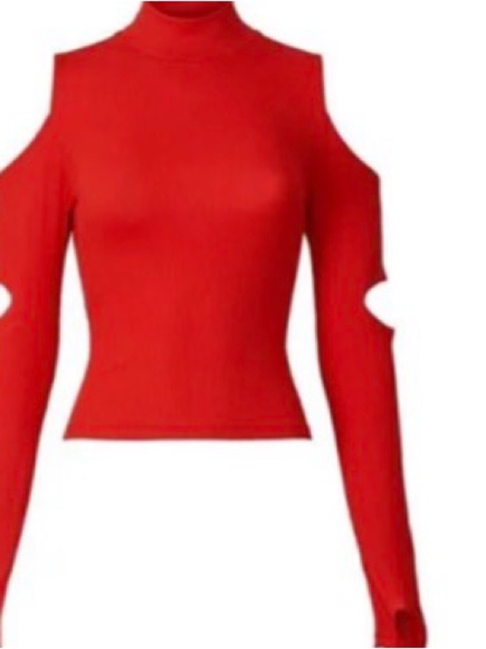 LNA Red Cold-Shoulder Turtleneck Top XS